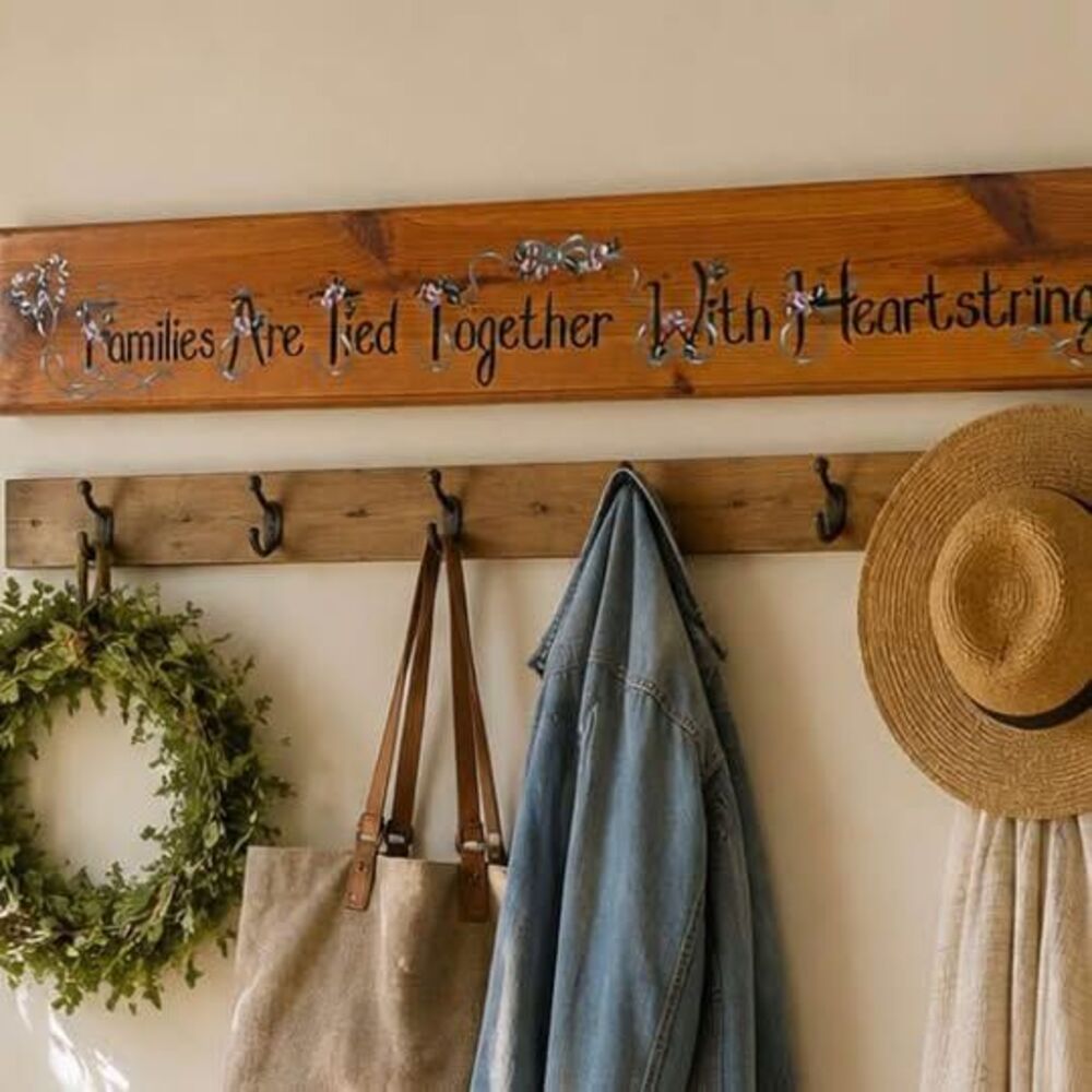 Families Are Tied Together With Heartstrings Wooden Sign